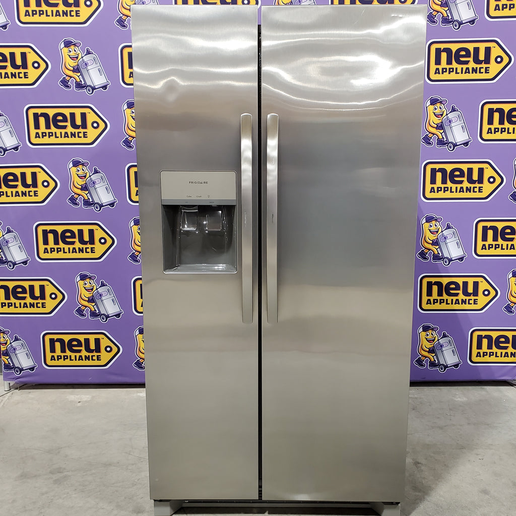 Pictures of Frigidaire 25.6 cu. ft. ENERGY STAR Side by Side Refrigerator with Exterior Water and Ice Dispenser in Stainless Steel 20SD103 - FRSS2623AS - Scratch & Dent (Minor) - Neu Appliance Outlet - Discount Appliance Outlet in Austin, Tx