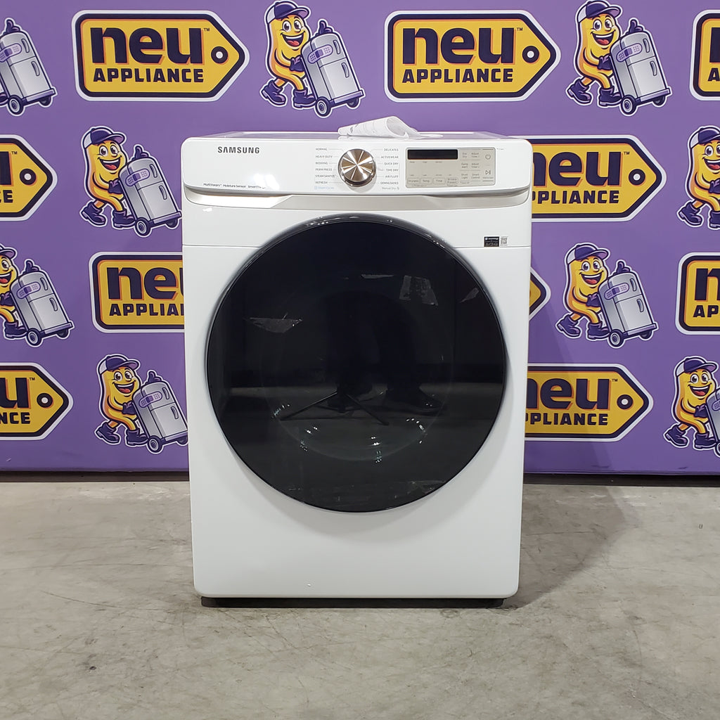 Samsung 4.5 cu. ft. Large Capacity Smart Front Load Washer with Super Speed Wash in White WF45B6300AW - Scratch & Dent (Minor) and Samsung 7.5 cu. ft. Smart Electric Dryer with Steam Sanitize+ in White 16064 - DVE45B6300W - Open Box