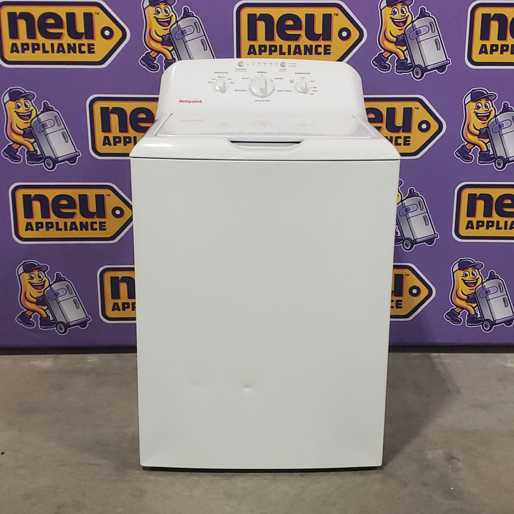 Hotpoint® 4.0 cu. ft. Capacity Washer with Cold Plus and Water Level Control HTW265ASWWW - Scratch & Dent (Minor) and Hotpoint® 6.2 cu. ft. vented Electric Dryer with Auto Dry 16146 - HTX26EASWWW - Scratch & Dent (Minor)
