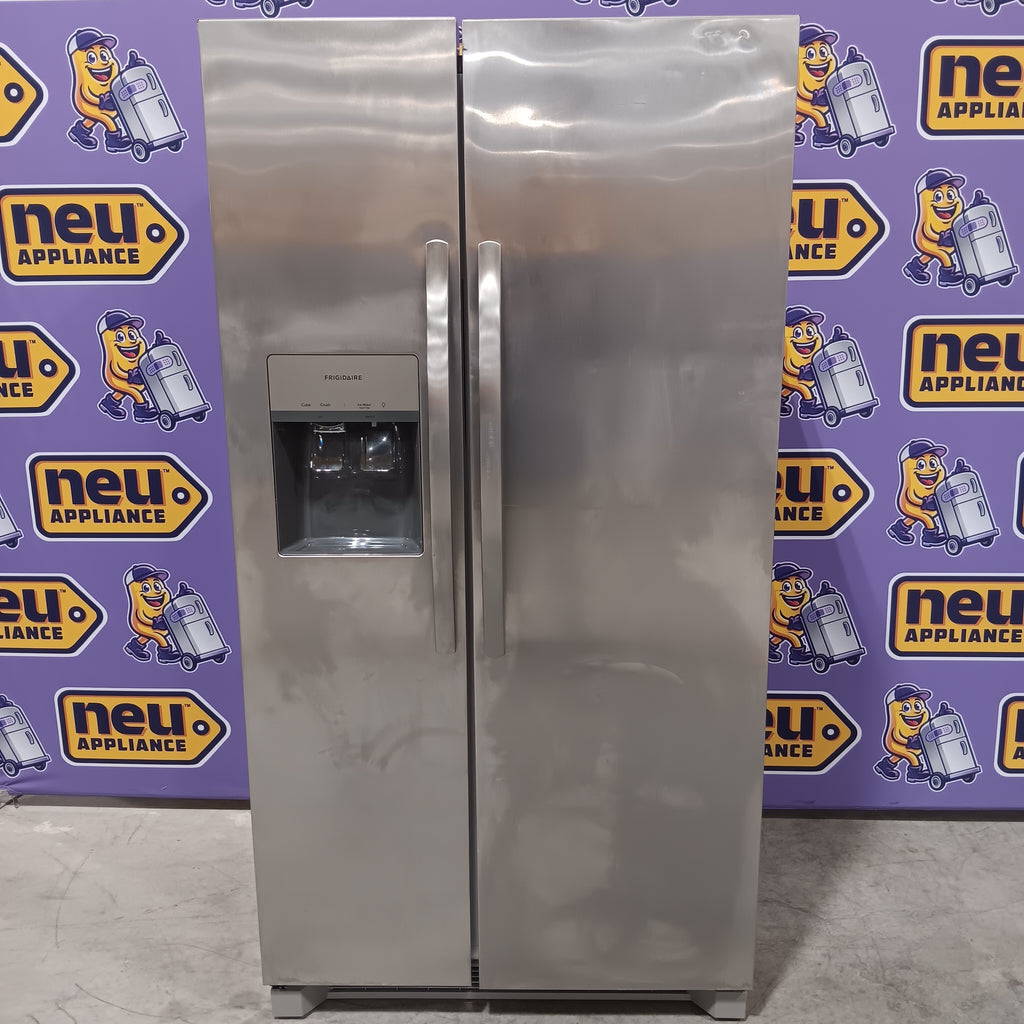 Pictures of Frigidaire 22 Cu. Ft. Counter-Depth Side-by-Side Refrigerator in Stainless Steel 20131SD192 - FRSC2333AS - Scratch & Dent (Major) - Neu Appliance Outlet - Discount Appliance Outlet in Austin, Tx