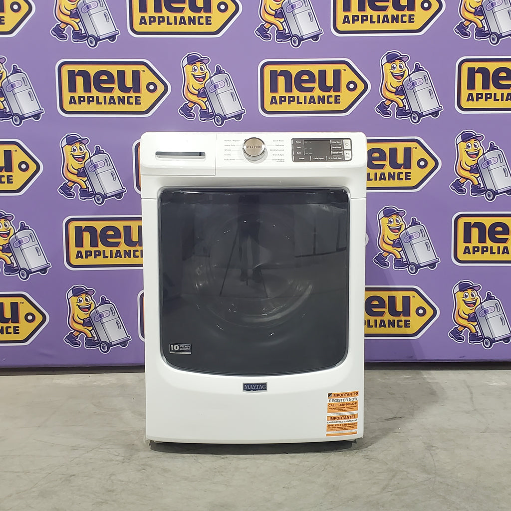 Pictures of Maytag 4.5 cu. ft. Front Load Washer with Extra Power and 12-Hr Fresh Spin™ Option MHW5630HW - Scratch & Dent (Minor) and Maytag Front Load 7.3 Cu. Ft. Electric Dryer with Extra Power and Quick Dry Cycle MED5630HW - Scratch & Dent (Minor) - Neu Appliance Outlet - Discount Appliance Outlet in Austin, Tx