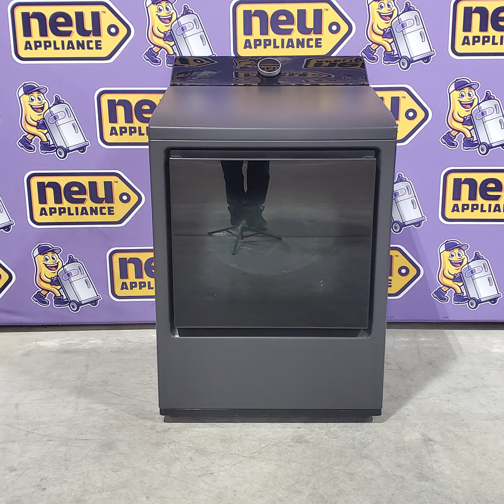 Pictures of LG 5.3 cu. ft. Smart Top Load Washer with 4-Way® Agitator and AI Sensing EasyUnload™ WT8405CB - New in Box and LG 7.3 cu. ft. Ultra Large Capacity Rear Control Electric Dryer with LG EasyLoad™ Door and TurboSteam™ 16117 - DLEX8600BE - Open Box - Neu Appliance Outlet - Discount Appliance Outlet in Austin, Tx