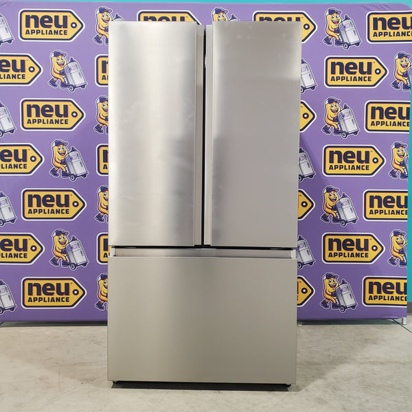 Fingerprint Resistant Brushed Steel ENERGY STAR Hisense 26.6 cu. ft. 3 Door French Door Refrigerator with Icemaker and Internal Water Dispenser - Open Box