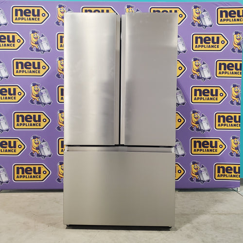 Fingerprint Resistant Brushed Steel ENERGY STAR Hisense 26.6 cu. ft. 3 Door French Door Refrigerator with Icemaker and Internal Water Dispenser - Open Box