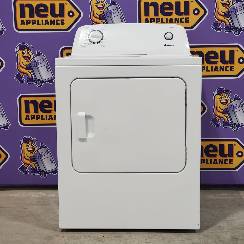 Pictures of Amana White Top Load 3.8 Cu. Ft. Washer with High Efficiency Agitator NTW4519JW and Amana White Electric 6.5 Cu. Ft. Dryer with Wrinkle Prevent Option NED4655EW - Scratch and Dent (Minor) - Neu Appliance Outlet - Discount Appliance Outlet in Austin, Tx