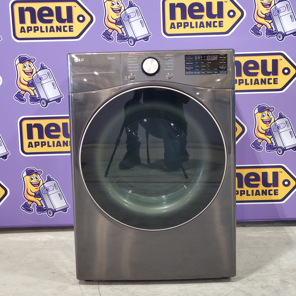 Pictures of LG Black Steel Front Load 4.5 Cu. Ft. Washer with TurboWash360 WM4000HBA - New in Box and LG Black Steel Ultra Large Capacity Smart Wi-Fi Enabled Front Load Electric 7.4 Cu. Ft. Dryer with TurboSteam DLEX4000B - Open Box - Neu Appliance Outlet - Discount Appliance Outlet in Austin, Tx