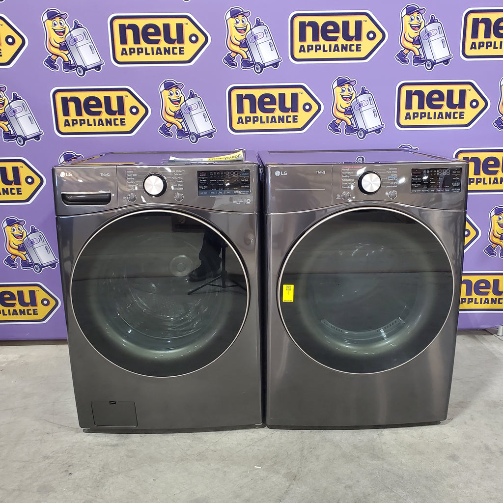 Pictures of LG Front Load 4.5 Cu. Ft. Washer with TurboWash 360 Technology WM4000HBA - Scratch & Dent (Minor) and LG Smart Wi-Fi Enabled Front Load Electric 7.4 Cu. Ft. Dryer with TurboSteam 16094 - DLEX4000B - Scratch & Dent (Minor) - Neu Appliance Outlet - Discount Appliance Outlet in Austin, Tx