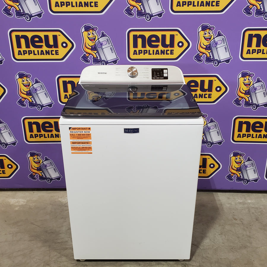 Maytag Top Load 4.8 cu ft Washer with Deep Fill and Slow-Close Glass Lid MVW6200KW - Scratch & Dent (Minor) and Maytag 7.0 cu ft Electric Dryer with Moisture Sensing and Quick Dry Cycle 16193 - MED6200KW - Scratch & Dent (Minor)