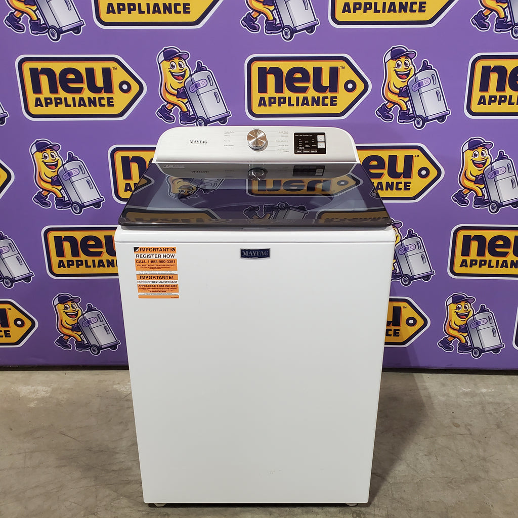 Pictures of Maytag Top Load 4.8 cu ft Washer with Deep Fill and Slow-Close Glass Lid MVW6200KW - Scratch & Dent (Minor) and Maytag 7.0 cu ft Electric Dryer with Moisture Sensing and Quick Dry Cycle 16193 - MED6200KW - Scratch & Dent (Minor) - Neu Appliance Outlet - Discount Appliance Outlet in Austin, Tx