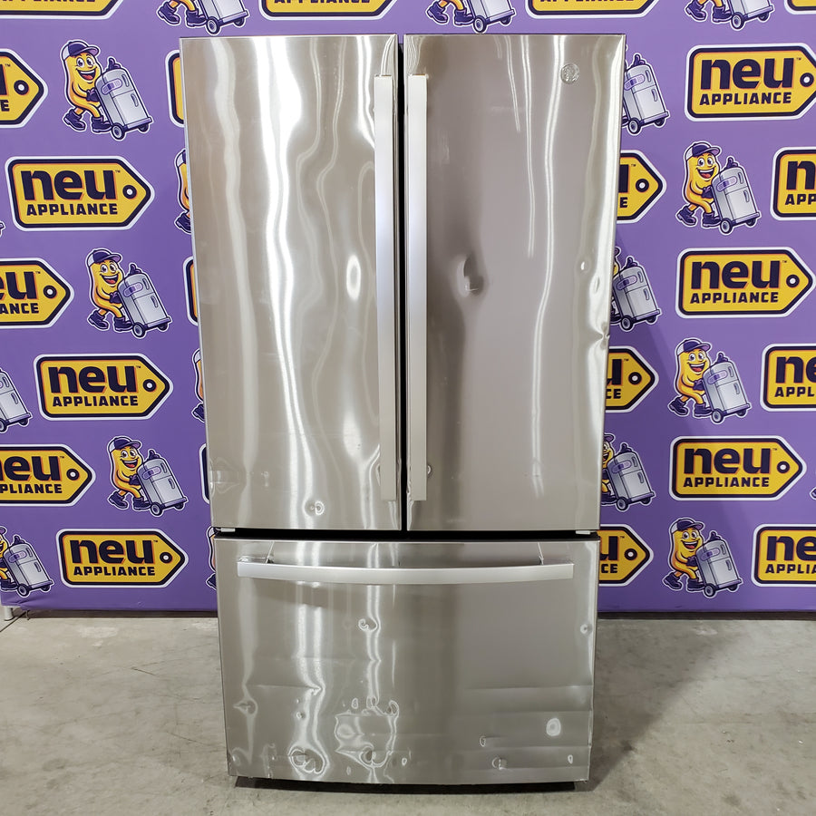 GE ENERGY STAR 27.0 Cu. Ft. Fingerprint Resistant Stainless Steel French-Door Refrigerator with Internal Water Dispenser and Icemaker 25134SD451 - GNE27JYMFS - Scratch & Dent (Major)