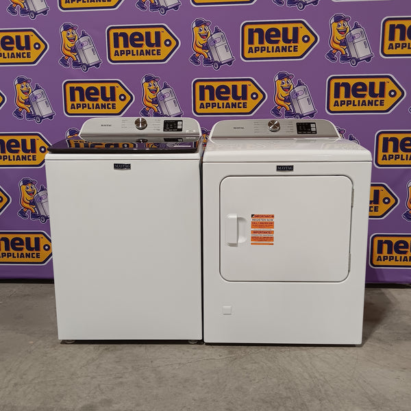 Maytag Top Load 4.8 cu ft Washer with Deep Fill and Slow-Close Glass Lid MVW6200KW - Scratch & Dent (Minor) and Maytag 7.0 cu. ft Top Load Gas Dryer with Moisture Sensing 16153 - MGD6200KW - Open Box