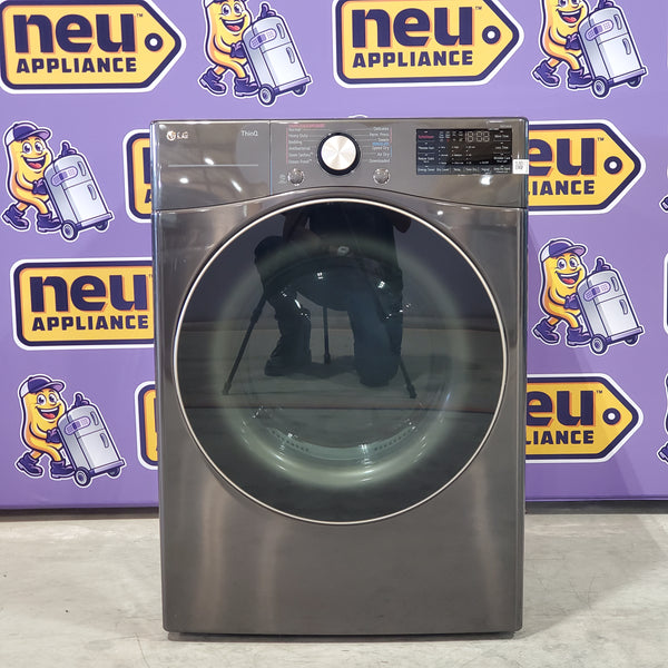 LG Black Steel Ultra Large Capacity Smart Wi-Fi Enabled Front Load Electric 7.4 Cu. Ft. Dryer with TurboSteam and Built-In Intelligence DLEX4000B - Scratch and Dent (Minor)