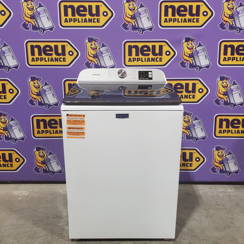Maytag Top Load 4.8 cu ft Washer with Deep Fill and Slow-Close Glass Lid MVW6200KW - Scratch & Dent (Moderate) and Maytag 7.0 cu ft Electric Dryer with Moisture Sensing and Quick Dry Cycle T8713 - MED6200KW - Scratch & Dent (Minor)