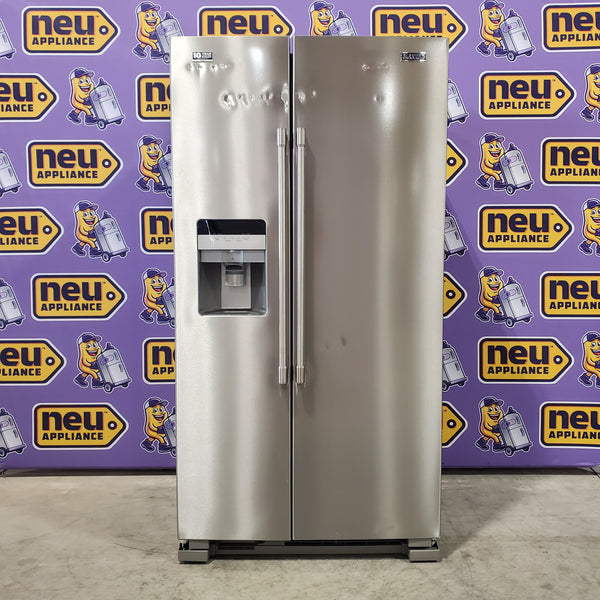 Maytag 25 cu. ft. Side by Side Refrigerator with Exterior Ice and Water Dispenser in Fingerprint Resistant Stainless Steel MSS25C4MGZ - Scratch & Dent (Moderate)