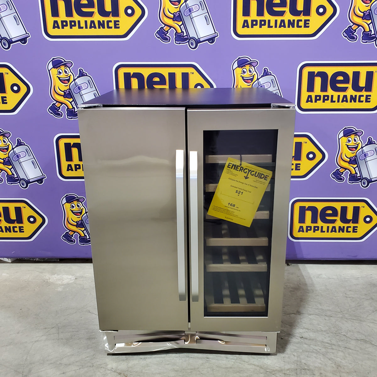 Velivi 24 in.Dual Zone 20-Wine Bottles and 88-Can Built-In and Freestanding with French Door Beverage Cooler in Stainless Steel 251315SD1077 - KMYL 120-2 - Scratch & Dent (Moderate)
