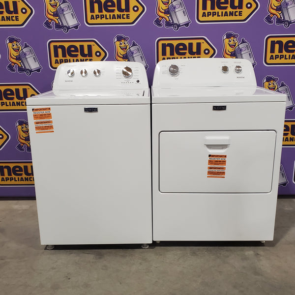 Maytag Top Load 3.8 cu. ft. Washer with Deep Fill and Quick Wash Cycle MVW4005SW - Open Box and Maytag Top Load Electric Wrinkle Prevent 7.0 cu. ft. Dryer with Auto Dry 16128 - MED4005SW - Open Box