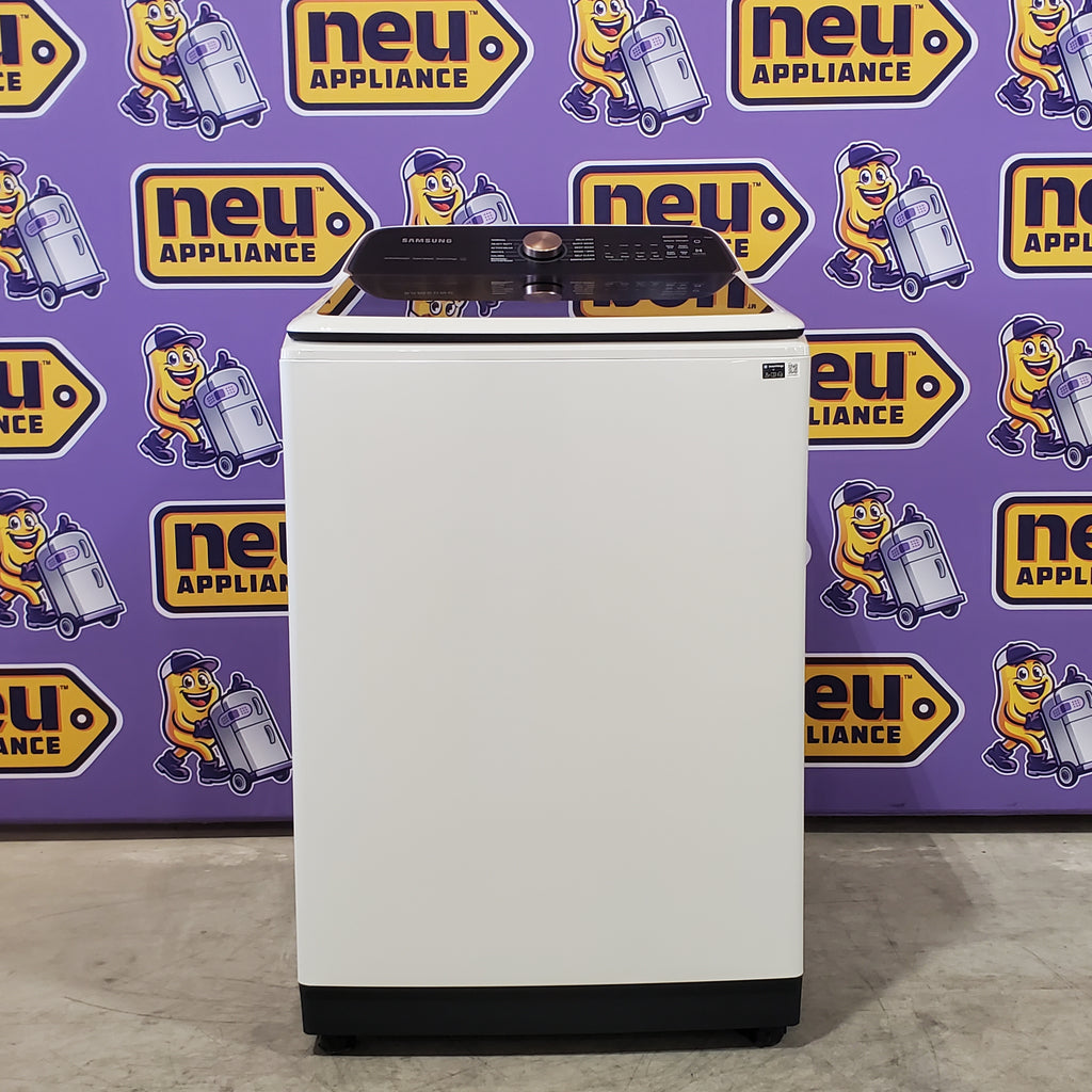 Pictures of Samsung Smart Top Load 5.5 Cu. Ft. with Auto Dispense Washer WA55CG7500AE - Open Box and Samsung 7.4 cu. ft. Vented Smart Gas Dryer in Ivory with Steam Sanitize+ DVG55CG7500E - Scratch & Dent (Minor) - Neu Appliance Outlet - Discount Appliance Outlet in Austin, Tx