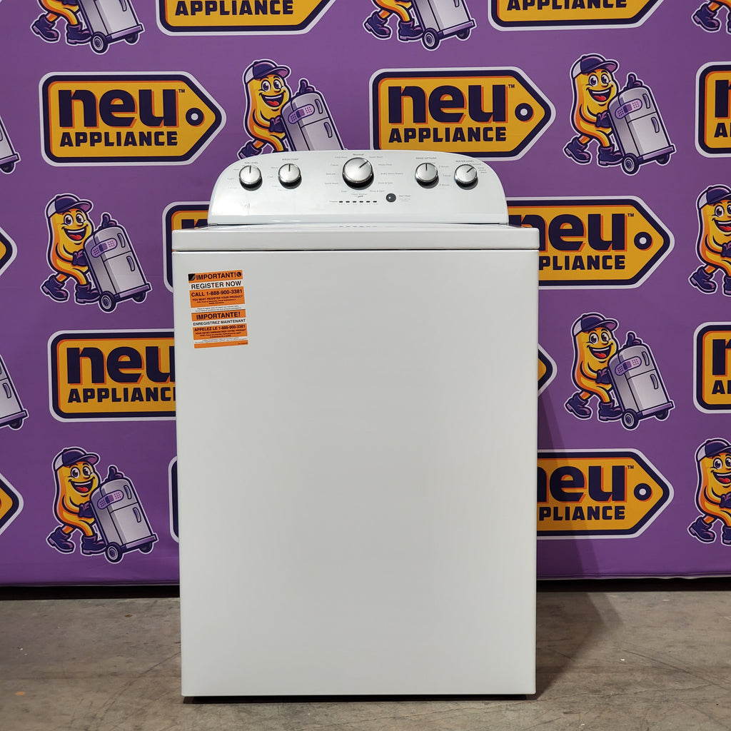Pictures of Whirlpool 3.5 cu. ft. High Efficiency Top Load Washing Machine with Deep Water Wash WTW4816FW - Open Box and Whirlpool 7.0 cu. ft. Top Load Gas Dryer with AutoDry™ Drying System with Wrinkle Shield™ Option 16033 - WGD4950HW- Scratch & Dent (Minor) - Neu Appliance Outlet - Discount Appliance Outlet in Austin, Tx