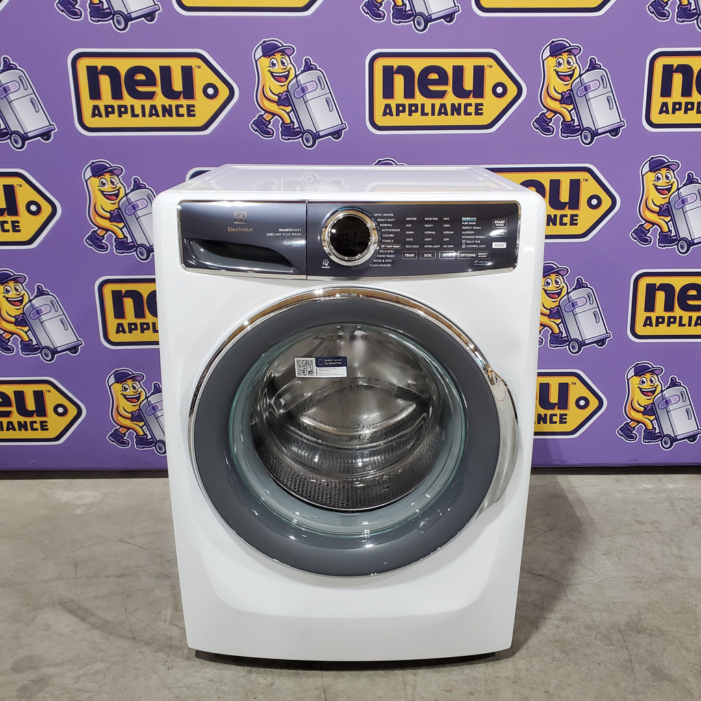 Electrolux 4.5 Cu.Ft. Stackable Front Load Washer with Steam and SmartBoost Wash System ELFW7637AW  - Scratch & Dent (Moderate) and Electrolux 8.0 cu. ft. Front Load Electric Dryer with Perfect Steam 16182 - ELFE7637AW - Open Box