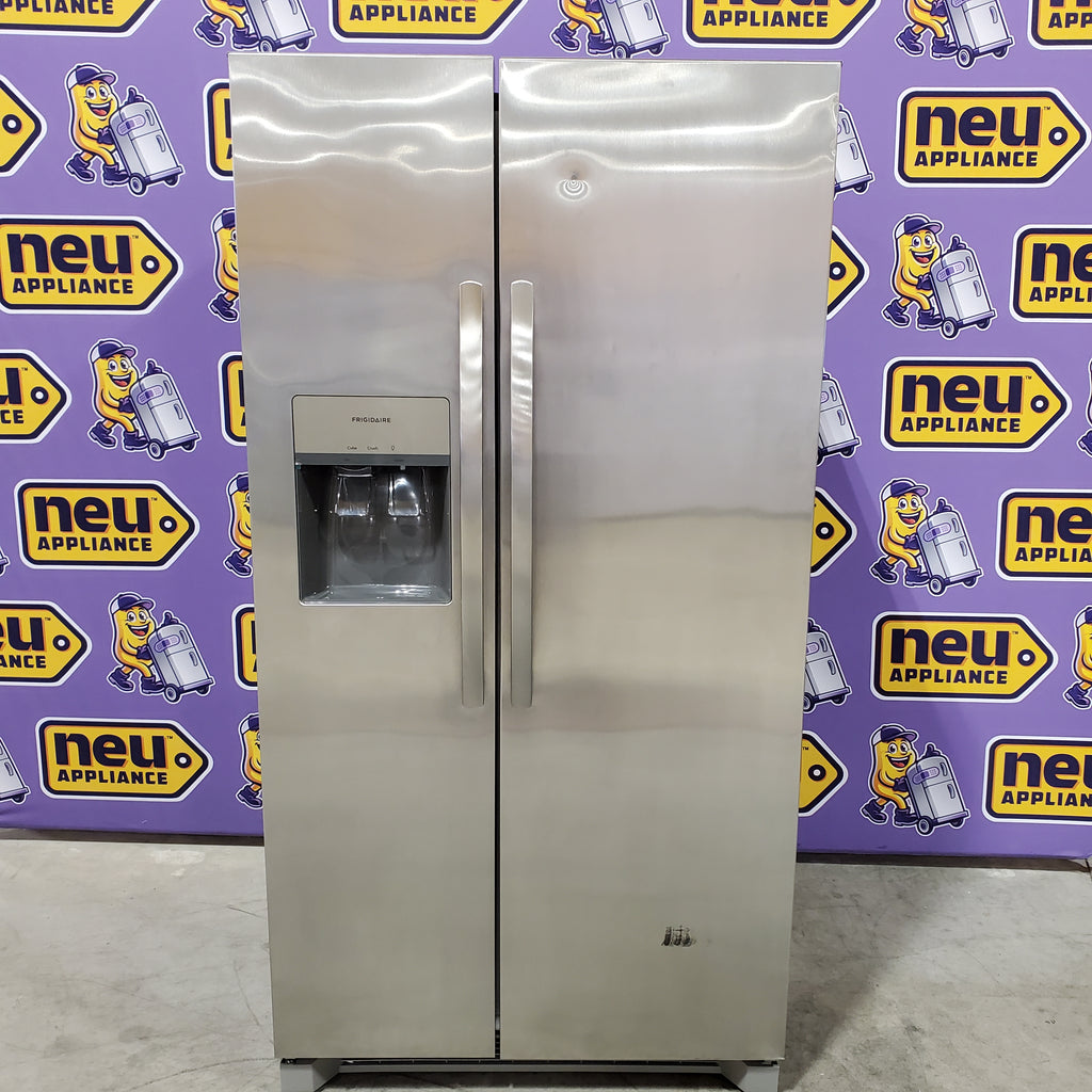 Frigidaire 25.6 cu. ft. ENERGY STAR Side by Side Refrigerator with Exterior Water and Ice Dispenser in Stainless Steel 20231SD248 - FRSS2623AS - Scratch & Dent (Moderate)