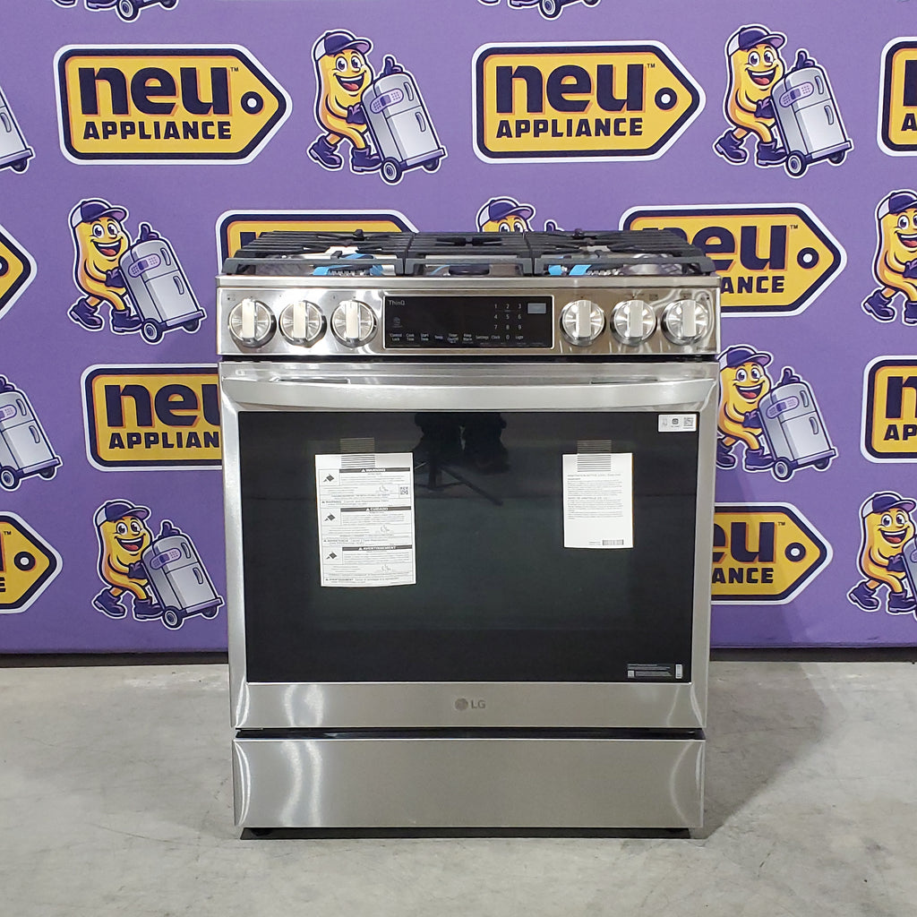 Pictures of LG 6.3 cu ft. Smart wi-fi Enabled ProBake Convection® InstaView® Gas Slide-In Range with Air Fry in Print Proof Stainless Steel 21SD021 - LSGL6335F - Open Box - Neu Appliance Outlet - Discount Appliance Outlet in Austin, Tx