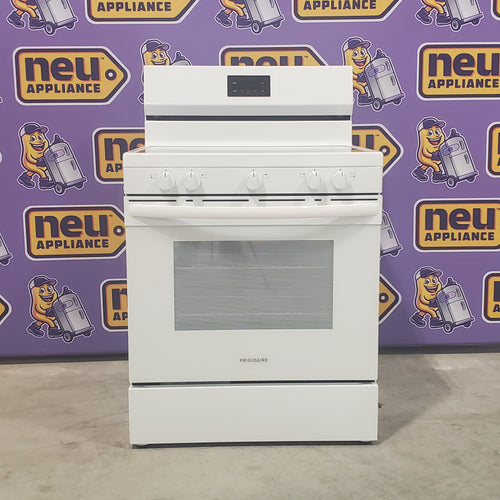 Pictures of Frigidaire White Electric 30 In 5 Burner 5.3 Cu. Ft. Range with Manual Clean and Even Baking Technology FCRE3052AW - Scratch & Dent - (Minor) - Neu Appliance Outlet - Discount Appliance Outlet in Austin, Tx