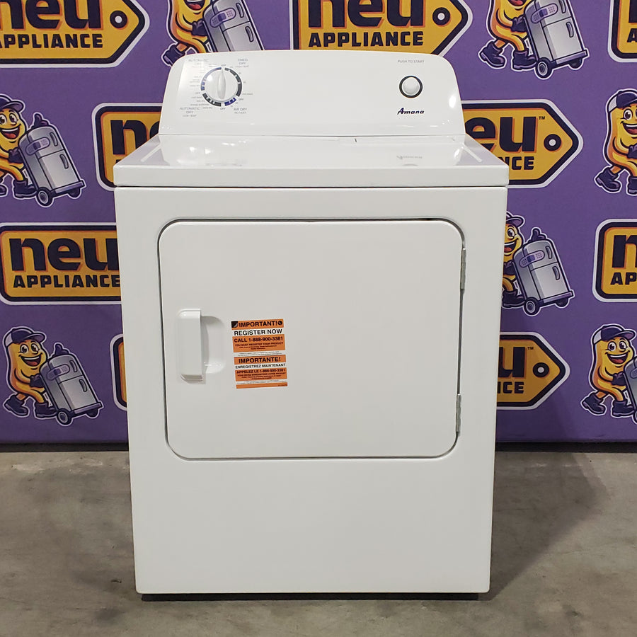 Amana 6.5 Cu. Ft. Electric Dryer with Wrinkle Shield Option and Automatic Dryness Control in White 6SD036 - NED4655EW - Open Box