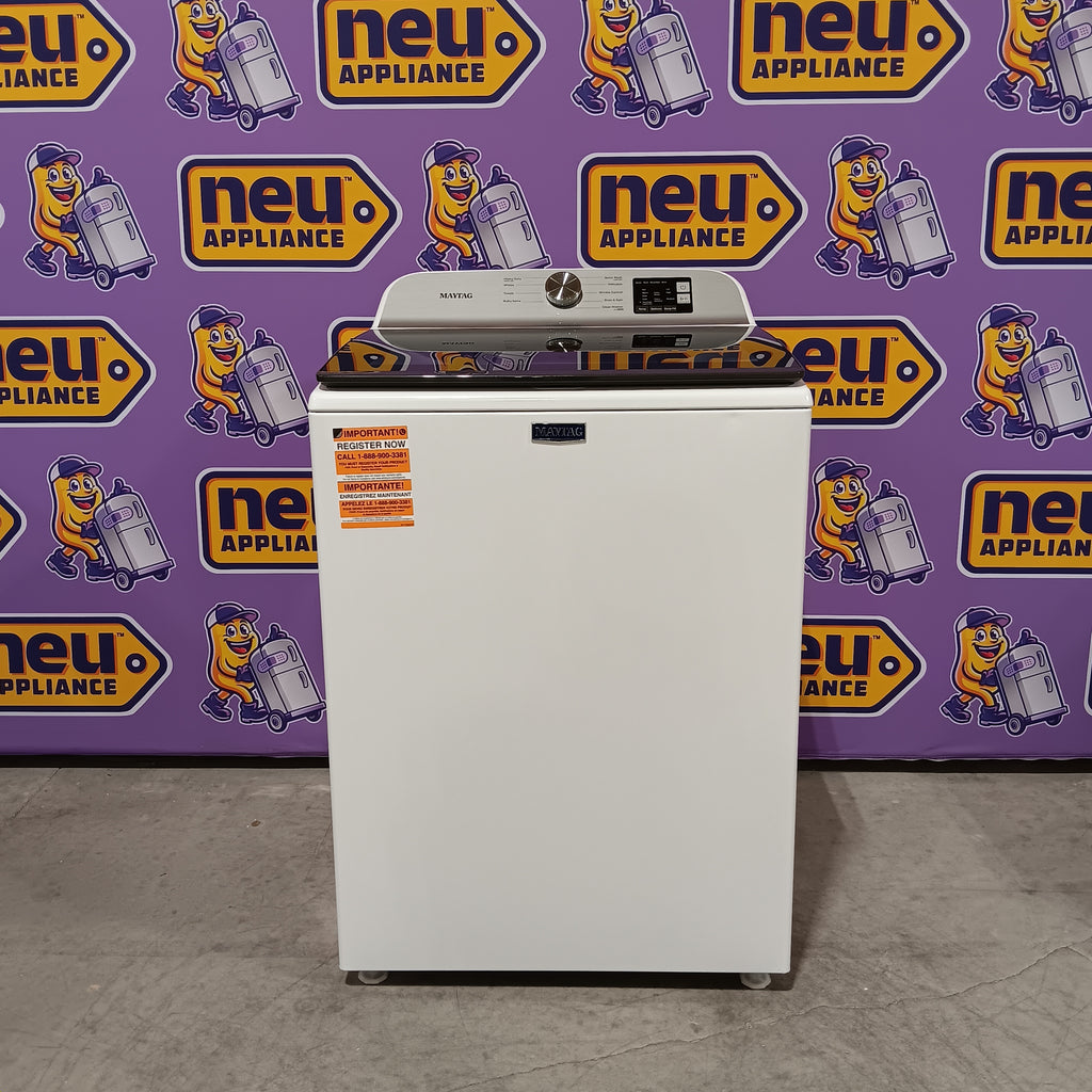 Pictures of Maytag Top Load 4.8 cu ft Washer with Deep Fill and Slow-Close Glass Lid MVW6200KW - Scratch & Dent (Minor) and Maytag 7.0 cu ft Electric Dryer with Moisture Sensing and Quick Dry Cycle 16170 - MED6200KW - Scratch & Dent (Minor) - Neu Appliance Outlet - Discount Appliance Outlet in Austin, Tx