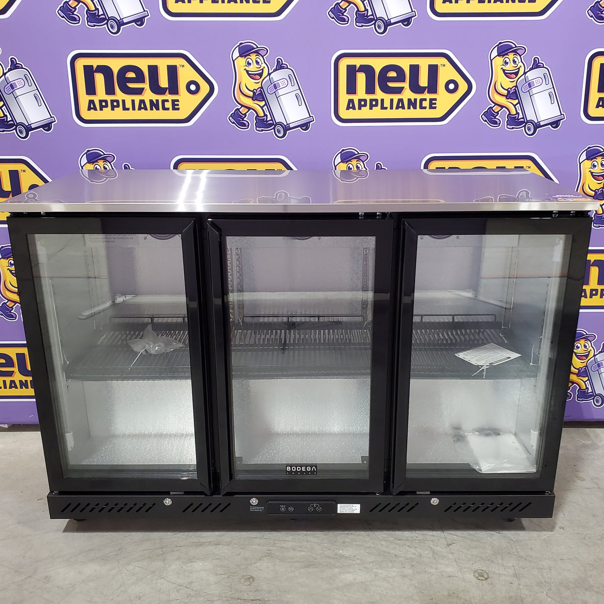 Bodega Cooler 12 Cu.Ft Display Bar Beverage Fridge With 3 Glass Doors and Wheels SA327 - BTC-320FC - Open Box