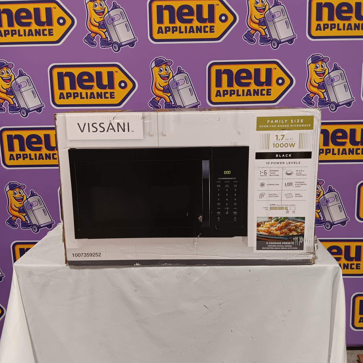 Vissani 1.7 cu. ft. 1000-Watt Over the Range Microwave in Black 25132SD333 - HV0170B - Open Box