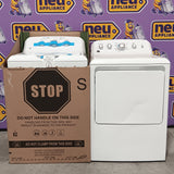 GE White Top Load 4.0 Cu. Ft. Capacity Washer with Stainless Steel Wash Basket GTW325ASWWW - New in Box and GE White Electric 7.2 Cu. Ft. Dryer with Aluminized Alloy Drum 16239 - GTD42EASJWW - Certified Refurbished