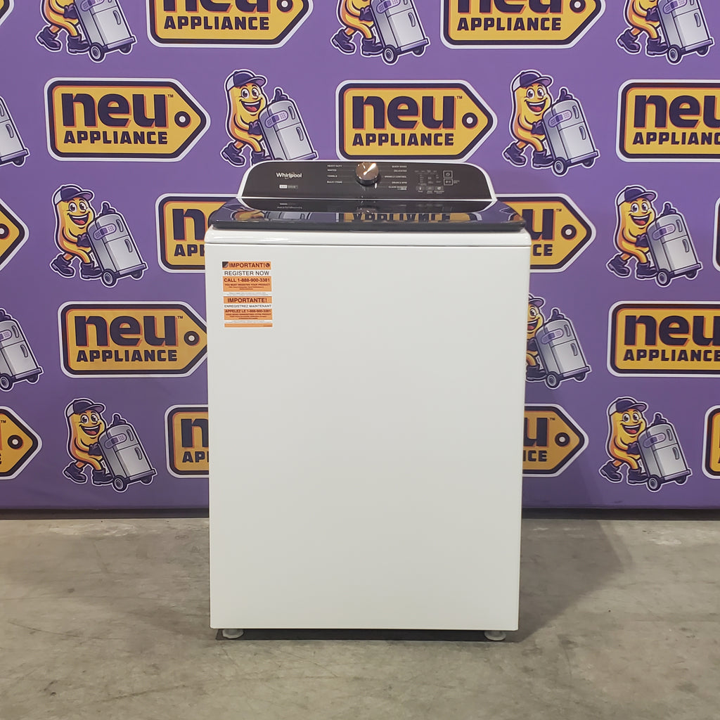 Whirlpool 5.2–5.3 Cu. Ft. Top Load Washer in White with Removable Agitator WTW6157PW - Open Box and Whirlpool 7.0 cu. ft. Electric Dryer with Hamper Door 16062 - WED5010LW - Open Box