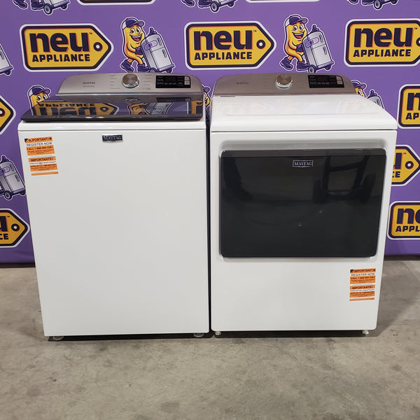 Maytag 5.2 Cu. Ft. Top Load Agitator Washer with Extra Power and Smart Appliance MTW6205RW - Open Box and Maytag 7.4 Cu. Ft. Top Load Electric Dryer with Extra Power and Advanced Moisture Sensing 16124 - MED6205RW - Open Box