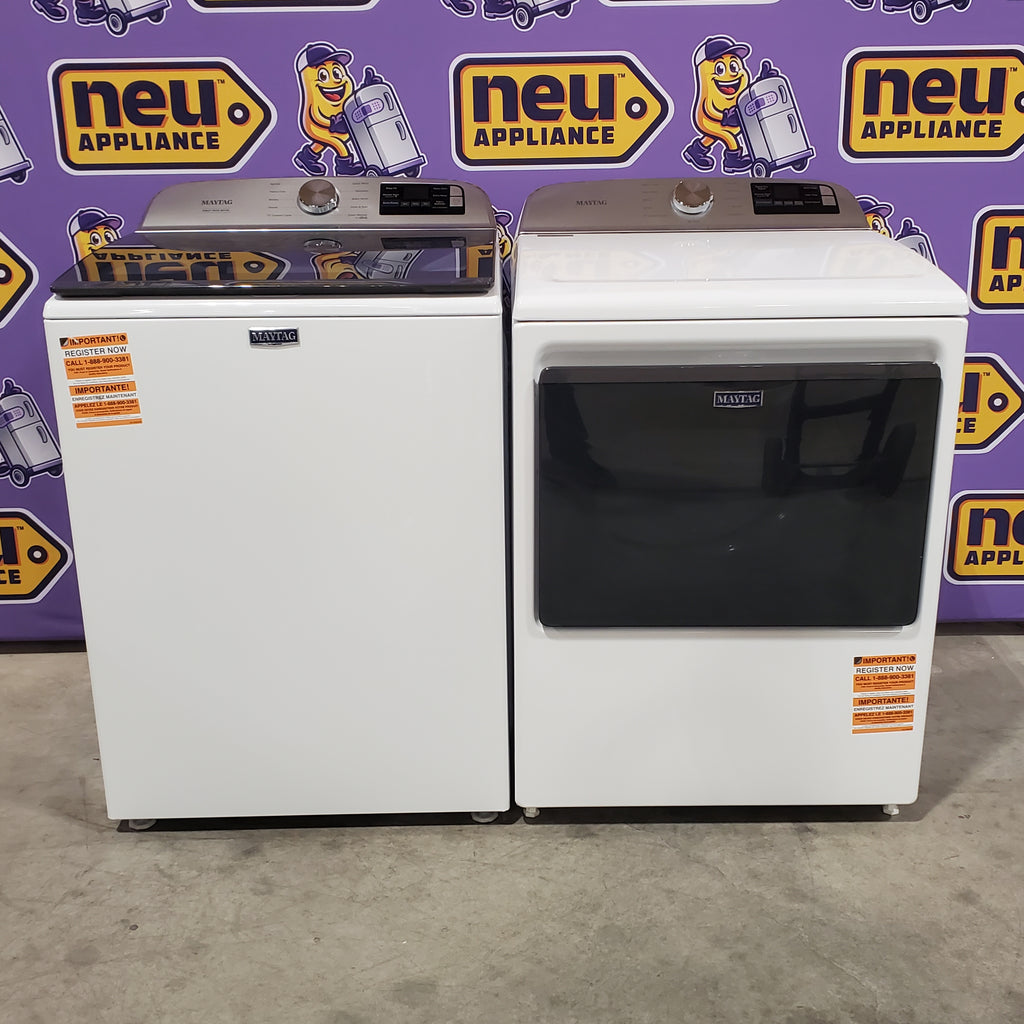 Pictures of Maytag 5.2 Cu. Ft. Top Load Agitator Washer with Extra Power and Smart Appliance MTW6205RW - Open Box and Maytag 7.4 Cu. Ft. Top Load Electric Dryer with Extra Power and Advanced Moisture Sensing 16124 - MED6205RW - Open Box - Neu Appliance Outlet - Discount Appliance Outlet in Austin, Tx