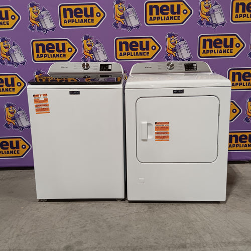 Pictures of Maytag Top Load 4.8 cu ft Washer with Deep Fill and Slow-Close Glass Lid MVW6200KW - Scratch & Dent (Minor) and Maytag 7.0 cu. ft Top Load Gas Dryer with Moisture Sensing 16154 - MGD6200KW - Scratch and Dent (Minor) - Neu Appliance Outlet - Discount Appliance Outlet in Austin, Tx