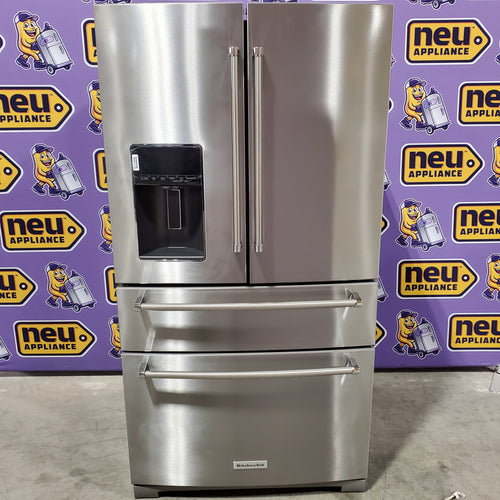 KitchenAid PrintShield Stainless 26.2 Cu. Ft. Multi-Door French Door Refrigerator with Platinum Interior and FreshChill™ Full-Width Refrigerated Drawer 22131SD109 - KRMF536RPS - Open Box
