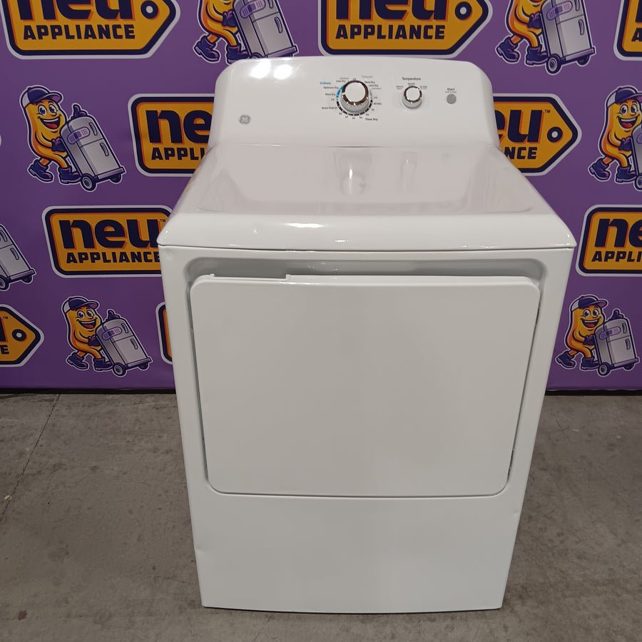GE White Top Load 4.0 Cu. Ft. Capacity Washer with Stainless Steel Wash Basket GTW325ASWWW - Scratch & Dent (Moderate) and GE 7.2 cu. ft. Capacity Aluminized Alloy Drum Electric Dryer 16292 - GTD33EASKWW - Certified Refurbished