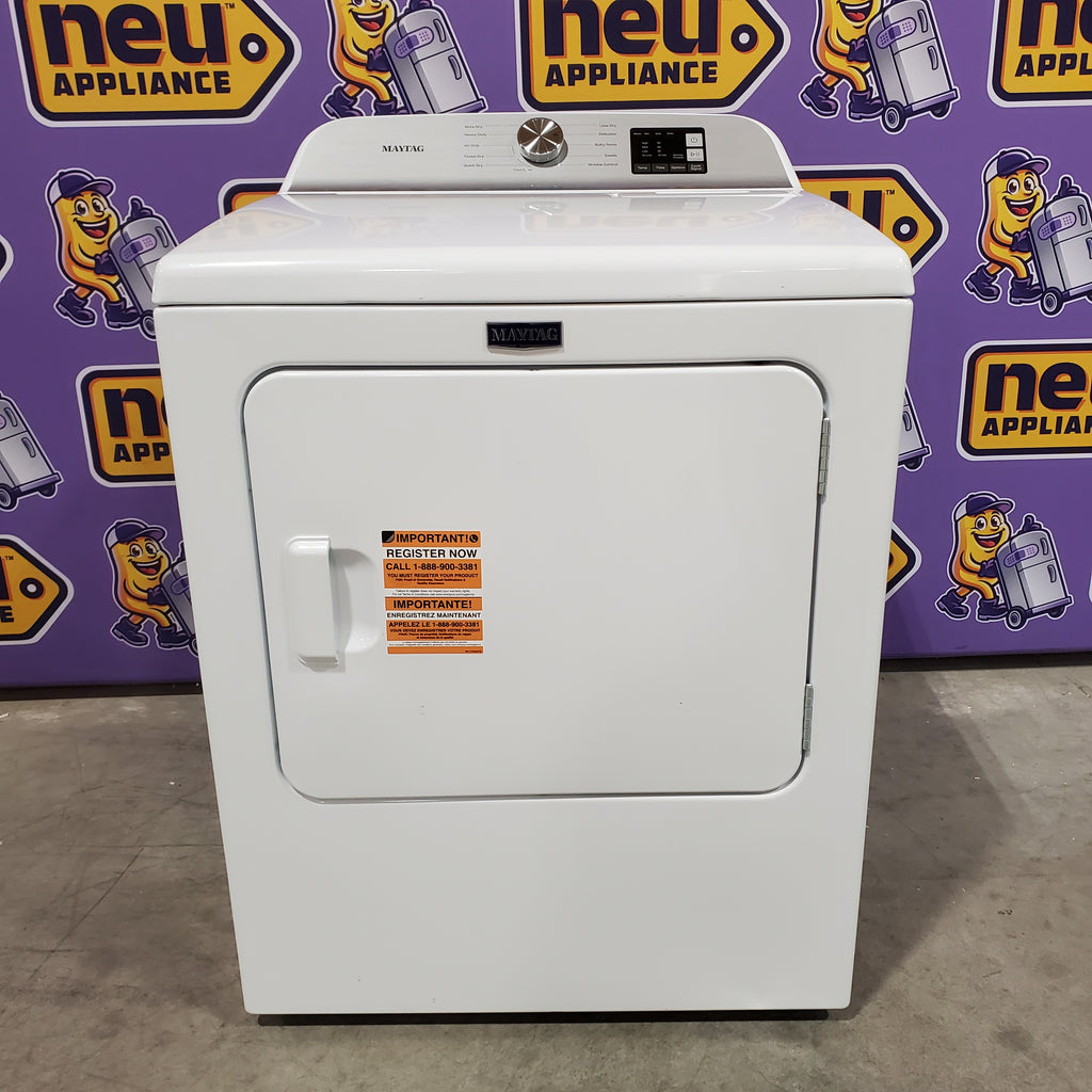 Pictures of Maytag Top Load 4.8 cu ft Washer with Deep Fill and Slow-Close Glass Lid MVW6200KW - Scratch & Dent (Minor) and Maytag 7.0 cu ft Electric Dryer with Moisture Sensing and Quick Dry Cycle 16157 - MED6200KW - Scratch & Dent (Minor) - Neu Appliance Outlet - Discount Appliance Outlet in Austin, Tx