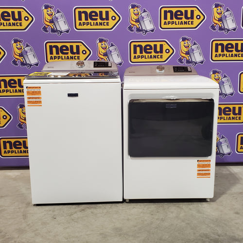 Maytag 5.3 cu. ft. Smart Top Load Washer with Extra Power 16066 - MVW7232HW3 - Scratch & Dent (Minor) and Maytag Smart 7.4 cu. ft. Electric Dryer with Extra Power and Advanced Moisture Sensing MED6230HW - Scratch & Dent (Minor)