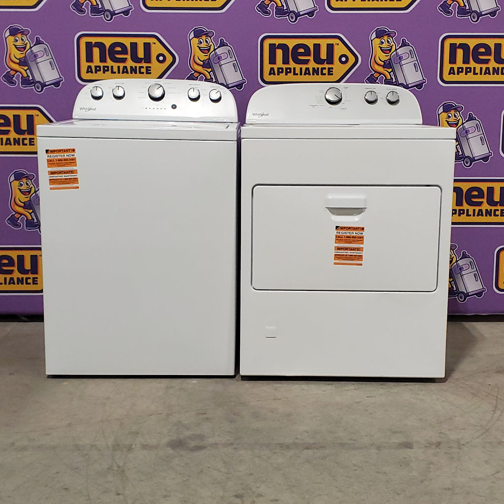 Pictures of Whirlpool 3.5 cu. ft. High Efficiency Top Load Washing Machine with Deep Water Wash WTW4816FW - Open Box and Whirlpool 7.0 cu. ft. Top Load Gas Dryer with AutoDry™ Drying System with Wrinkle Shield™ Option 16033 - WGD4950HW- Scratch & Dent (Minor) - Neu Appliance Outlet - Discount Appliance Outlet in Austin, Tx
