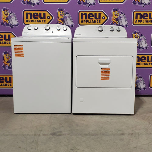 Whirlpool 3.5 cu. ft. High Efficiency Top Load Washing Machine with Deep Water Wash WTW4816FW - Open Box and Whirlpool 7.0 cu. ft. Top Load Gas Dryer with AutoDry™ Drying System with Wrinkle Shield™ Option 16033 - WGD4950HW- Scratch & Dent (Minor)
