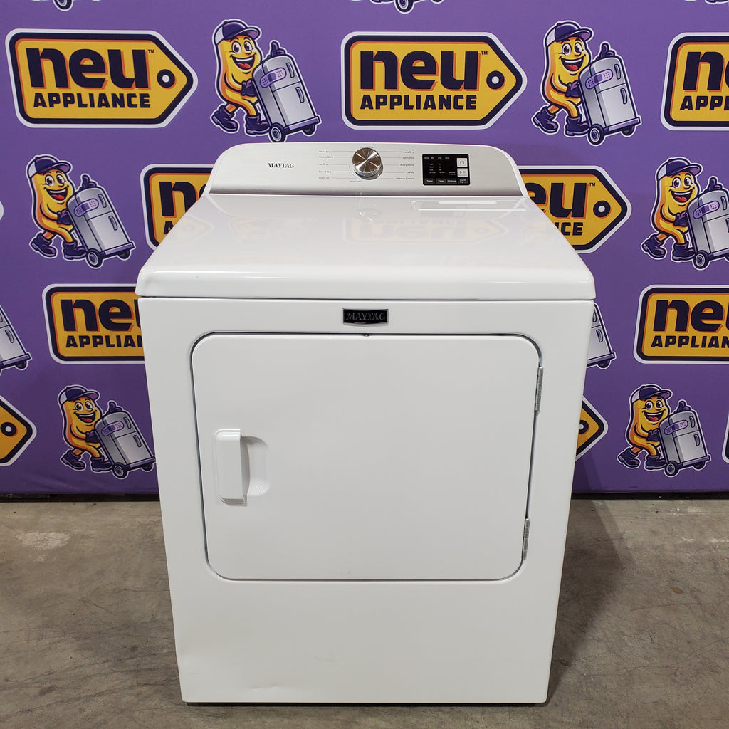 Pictures of Maytag Top Load 4.8 cu ft Washer with Deep Fill and Slow-Close Glass Lid MVW6200KW - Scratch & Dent (Minor) and Maytag 7.0 cu ft Electric Dryer with Moisture Sensing and Quick Dry Cycle 16231 - MED6200KW - Scratch & Dent (Moderate) - Neu Appliance Outlet - Discount Appliance Outlet in Austin, Tx