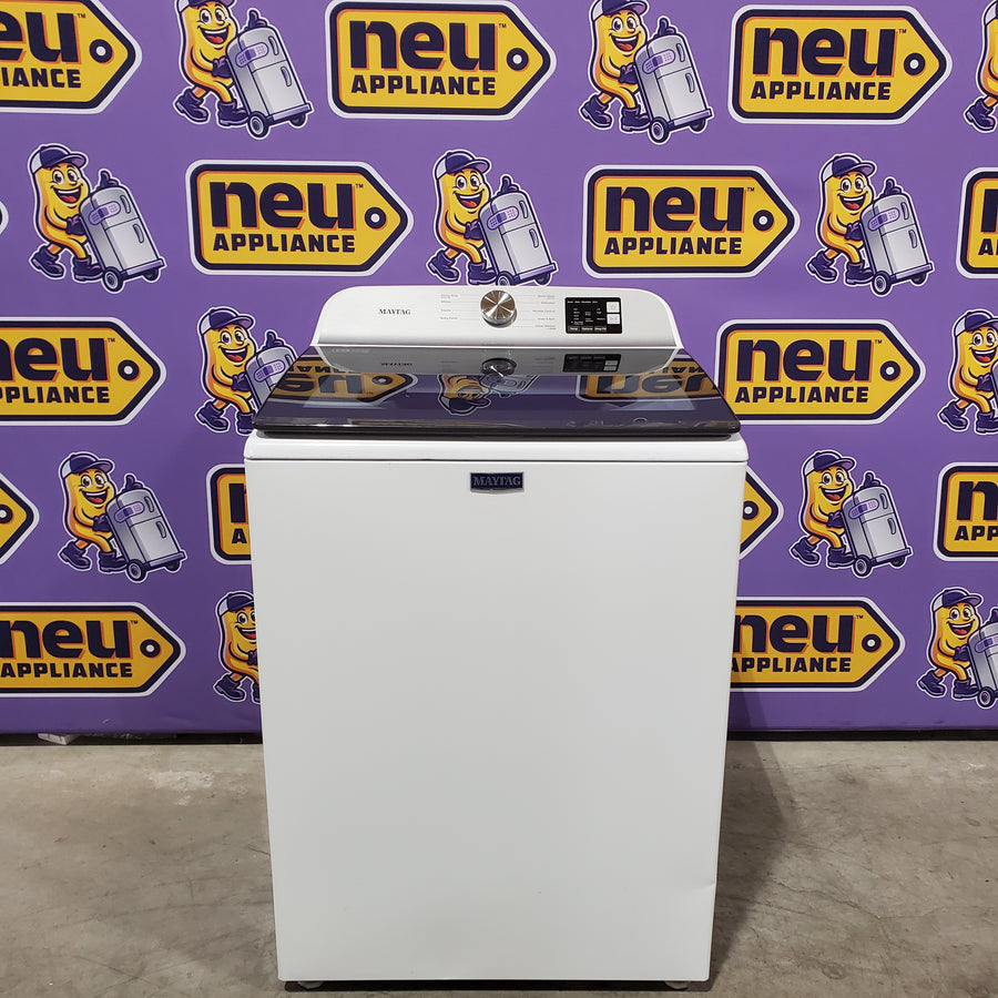 Maytag Top Load 4.8 cu ft Washer with Deep Fill and Slow-Close Glass Lid MVW6200KW - Scratch & Dent (Minor) and Maytag 7.0 cu ft Electric Dryer with Moisture Sensing and Quick Dry Cycle 16200 - MED6200KW - Scratch & Dent (Moderate)