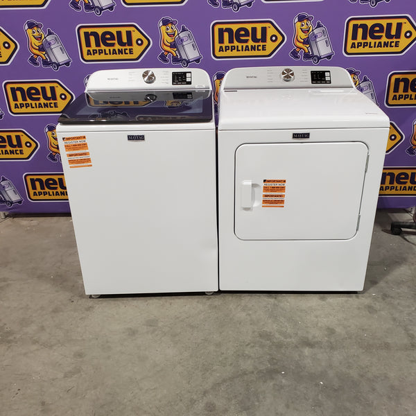 Maytag Top Load 4.8 cu ft Washer with Deep Fill and Slow-Close Glass Lid MVW6200KW - Scratch & Dent (Minor) and Maytag 7.0 cu ft Electric Dryer with Moisture Sensing and Quick Dry Cycle 16157 - MED6200KW - Scratch & Dent (Minor)