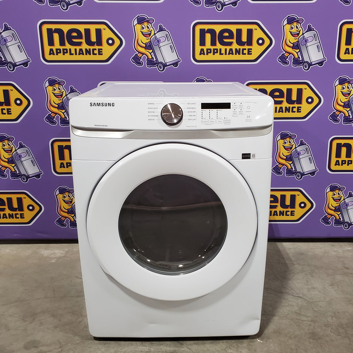 Samsung 7.5 cu. ft. Front Load Electric Dryer with Smart Care in White DVE45T6000W - Scratch & Dent (Moderate)