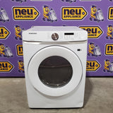 Samsung 7.5 cu. ft. Front Load Electric Dryer with Smart Care in White DVE45T6000W - Scratch & Dent (Moderate)