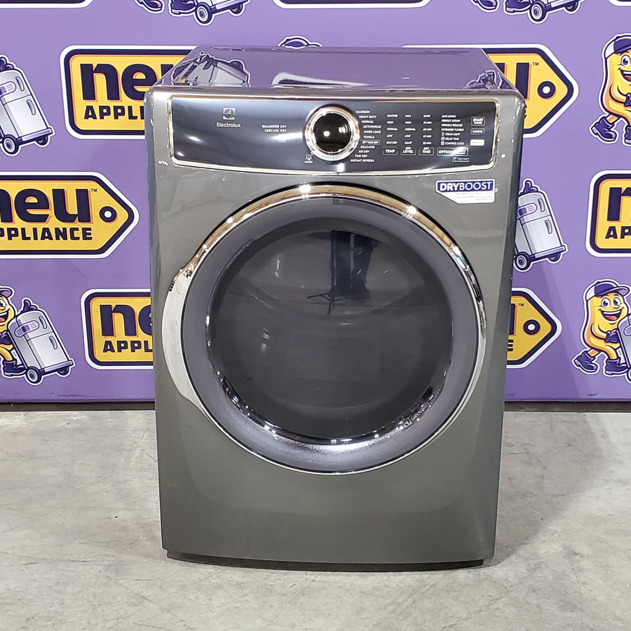 Electrolux Titanium Front Load 600 Series 4.5 Cu. Ft. Washer with Smartboost ELFW7637AT - Scratch & Dent (Moderate) and Electrolux 8 cu. ft. vented Front Load Stackable 600 Series Electric Dryer with LuxCare Dry 16248 - ELFE7637AT - Scratch & Dent (Minor)