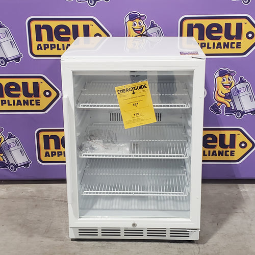 Hooure 23.42 in. Freestanding 200 Cans Beverage Cooler with Glass Door  in White SA113 - FM24WS - Open Box