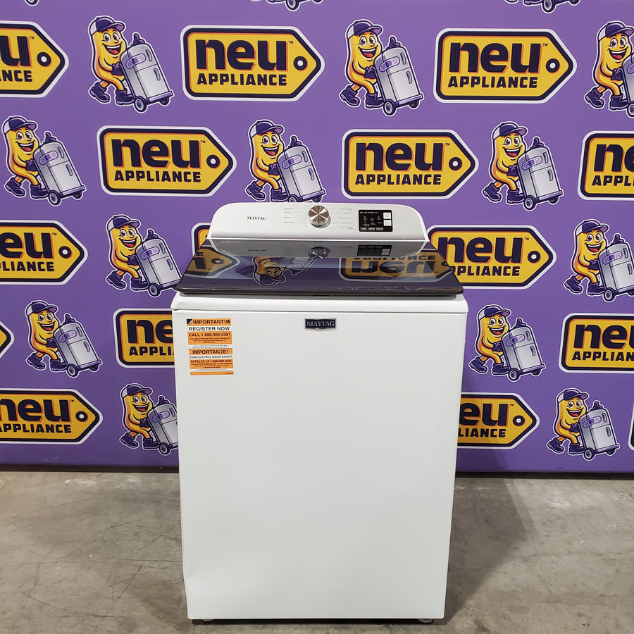 Maytag Top Load 4.8 cu ft Washer with Deep Fill and Slow-Close Glass Lid MVW6200KW - Scratch & Dent (Minor) and Maytag 7.0 cu ft Electric Dryer with Moisture Sensing and Quick Dry Cycle 16158 - MED6200KW - Scratch & Dent (Minor)
