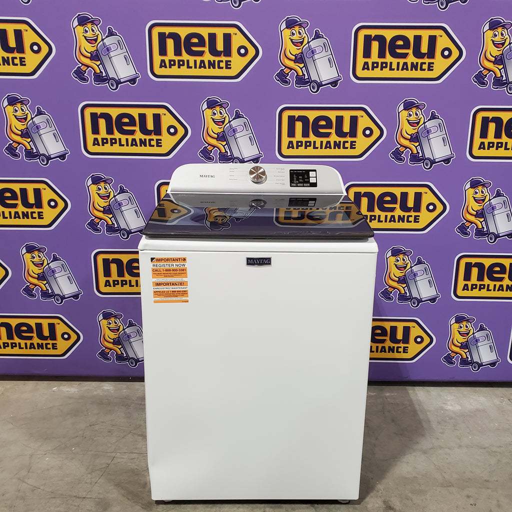 Pictures of Maytag Top Load 4.8 cu ft Washer with Deep Fill and Slow-Close Glass Lid MVW6200KW - Scratch & Dent (Minor) and Maytag 7.0 cu ft Electric Dryer with Moisture Sensing and Quick Dry Cycle 16158 - MED6200KW - Scratch & Dent (Minor) - Neu Appliance Outlet - Discount Appliance Outlet in Austin, Tx